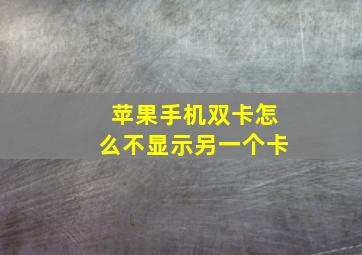 苹果手机双卡怎么不显示另一个卡