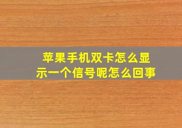 苹果手机双卡怎么显示一个信号呢怎么回事