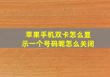 苹果手机双卡怎么显示一个号码呢怎么关闭