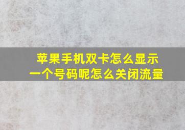 苹果手机双卡怎么显示一个号码呢怎么关闭流量