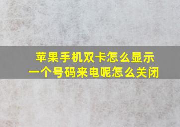 苹果手机双卡怎么显示一个号码来电呢怎么关闭