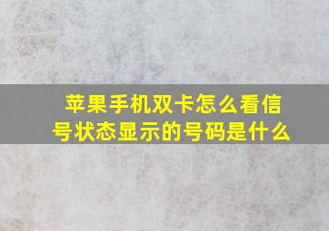 苹果手机双卡怎么看信号状态显示的号码是什么