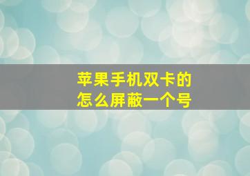 苹果手机双卡的怎么屏蔽一个号