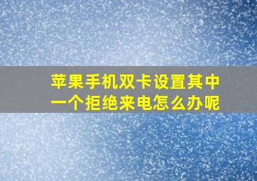 苹果手机双卡设置其中一个拒绝来电怎么办呢