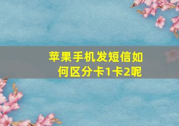 苹果手机发短信如何区分卡1卡2呢