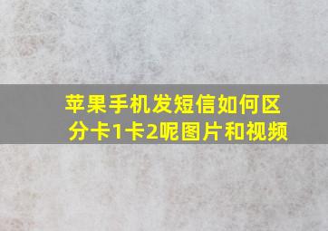 苹果手机发短信如何区分卡1卡2呢图片和视频