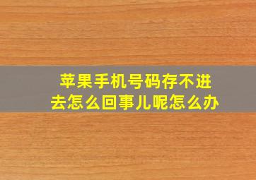 苹果手机号码存不进去怎么回事儿呢怎么办