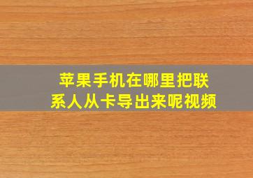 苹果手机在哪里把联系人从卡导出来呢视频