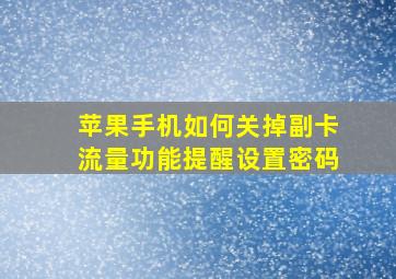 苹果手机如何关掉副卡流量功能提醒设置密码