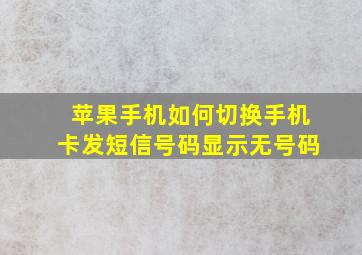 苹果手机如何切换手机卡发短信号码显示无号码