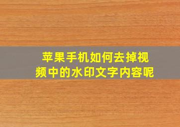 苹果手机如何去掉视频中的水印文字内容呢