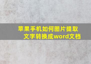 苹果手机如何图片提取文字转换成word文档