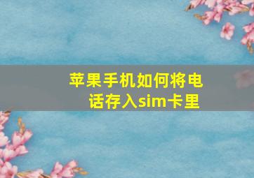 苹果手机如何将电话存入sim卡里