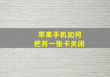 苹果手机如何把另一张卡关闭