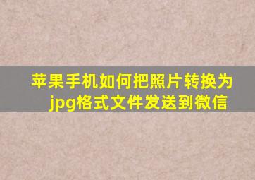 苹果手机如何把照片转换为jpg格式文件发送到微信