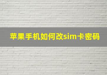 苹果手机如何改sim卡密码