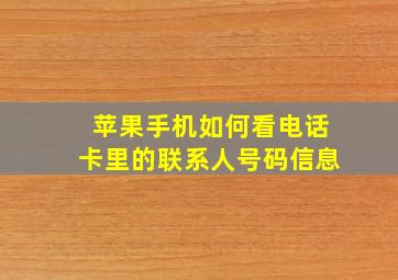 苹果手机如何看电话卡里的联系人号码信息