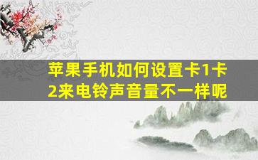 苹果手机如何设置卡1卡2来电铃声音量不一样呢