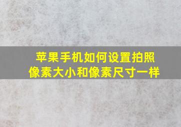 苹果手机如何设置拍照像素大小和像素尺寸一样