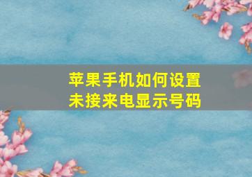 苹果手机如何设置未接来电显示号码