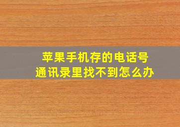 苹果手机存的电话号通讯录里找不到怎么办