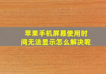 苹果手机屏幕使用时间无法显示怎么解决呢