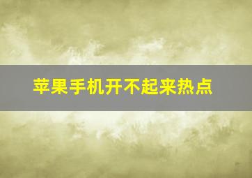 苹果手机开不起来热点