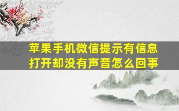 苹果手机微信提示有信息打开却没有声音怎么回事