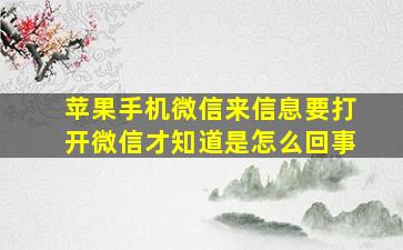 苹果手机微信来信息要打开微信才知道是怎么回事