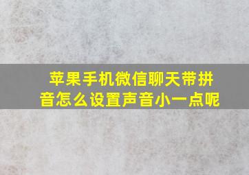 苹果手机微信聊天带拼音怎么设置声音小一点呢