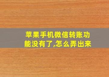 苹果手机微信转账功能没有了,怎么弄出来