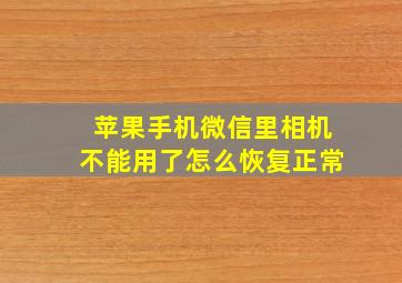 苹果手机微信里相机不能用了怎么恢复正常