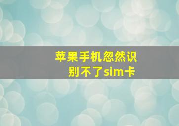 苹果手机忽然识别不了sim卡