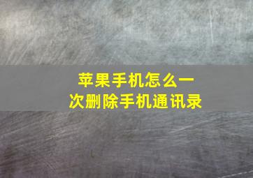 苹果手机怎么一次删除手机通讯录