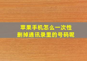 苹果手机怎么一次性删掉通讯录里的号码呢