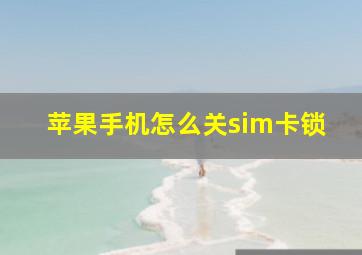 苹果手机怎么关sim卡锁