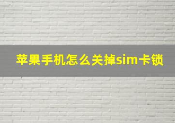 苹果手机怎么关掉sim卡锁