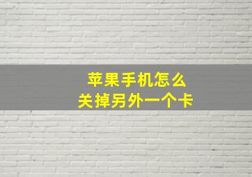 苹果手机怎么关掉另外一个卡