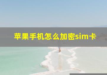 苹果手机怎么加密sim卡