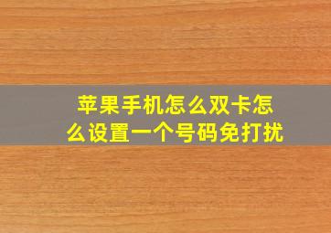 苹果手机怎么双卡怎么设置一个号码免打扰