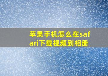 苹果手机怎么在safari下载视频到相册