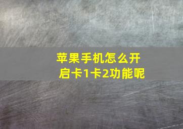 苹果手机怎么开启卡1卡2功能呢