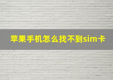 苹果手机怎么找不到sim卡