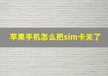 苹果手机怎么把sim卡关了