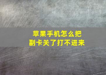 苹果手机怎么把副卡关了打不进来