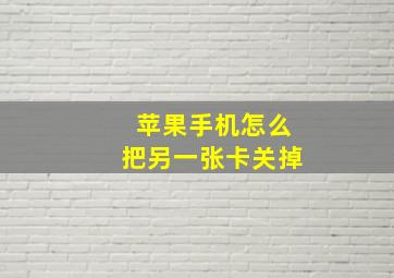 苹果手机怎么把另一张卡关掉