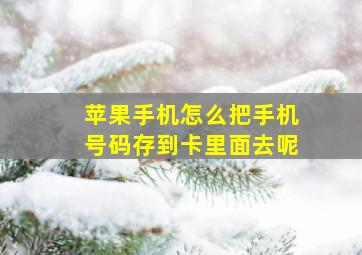 苹果手机怎么把手机号码存到卡里面去呢