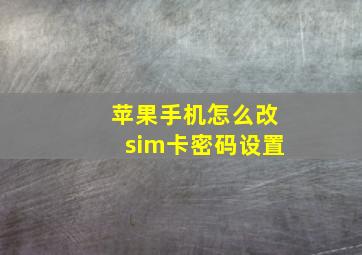 苹果手机怎么改sim卡密码设置