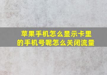 苹果手机怎么显示卡里的手机号呢怎么关闭流量