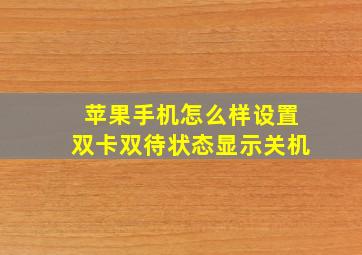 苹果手机怎么样设置双卡双待状态显示关机